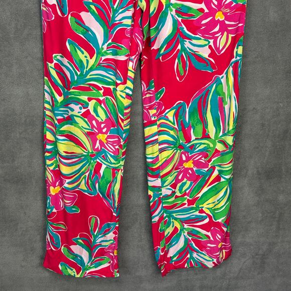 Lilly Pulitzer Pants Womens Medium Pink Cambridge Palazzo Jungle Tumble Resort - Picture 4 of 15
